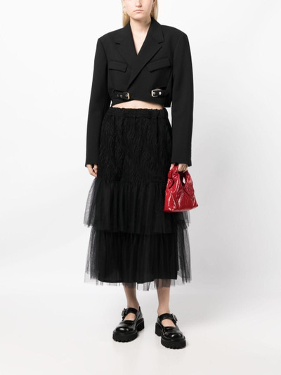 Noir Kei Ninomiya tiered tulle midi skirt outlook