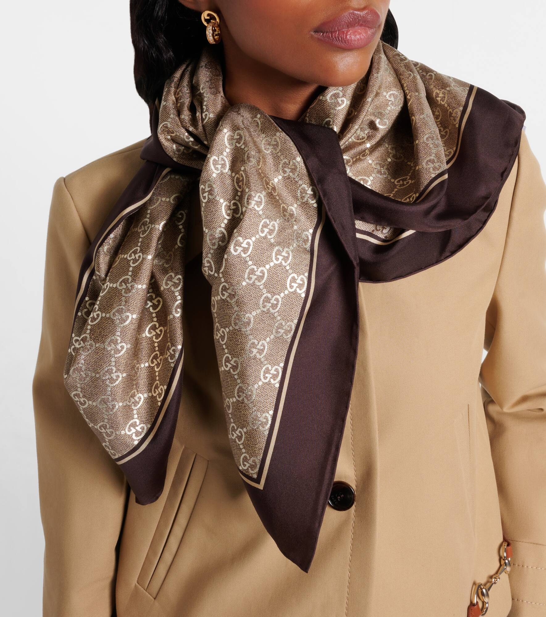 GG silk twill scarf - 2