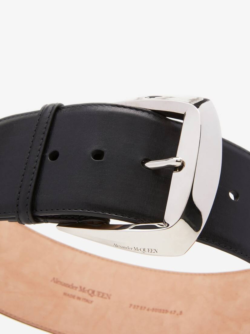 Women's Geometric Buckle Waist Belt in Black 3