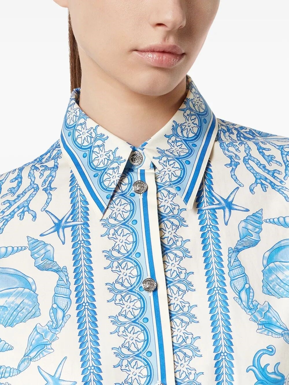 Dress `Underwater Barocco Bicolour Foulard` On Cotton Poplin - 3