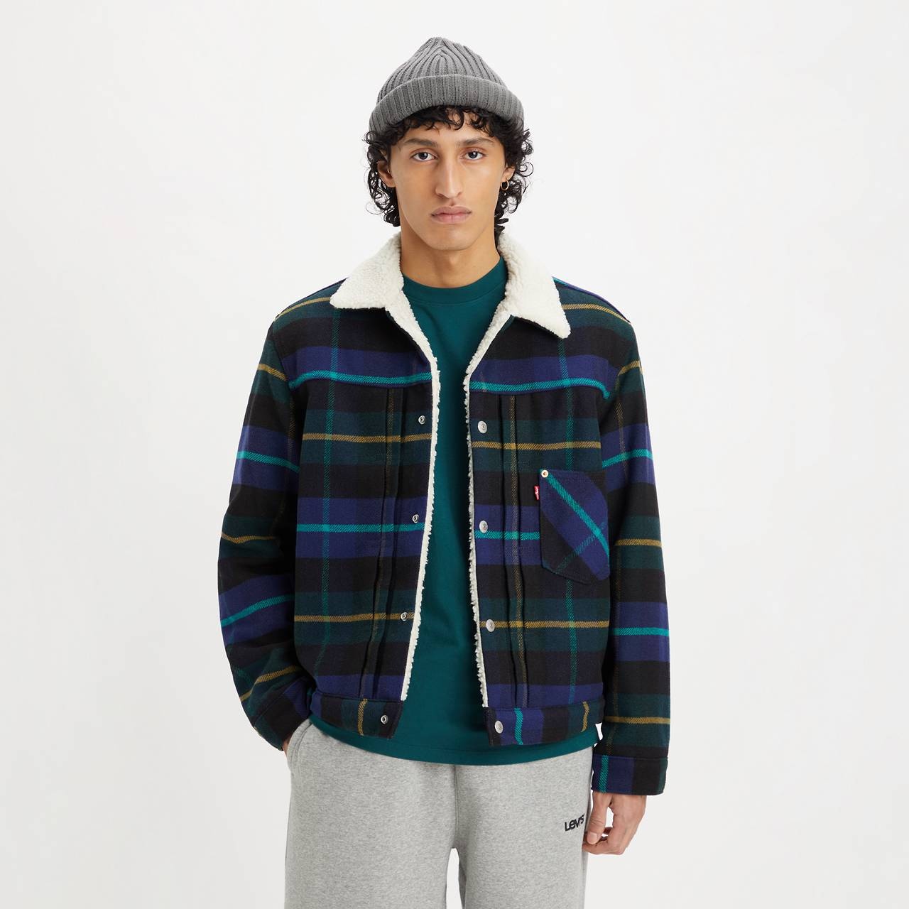 TYPE I PLAID SHERPA TRUCKER JACKET - 2