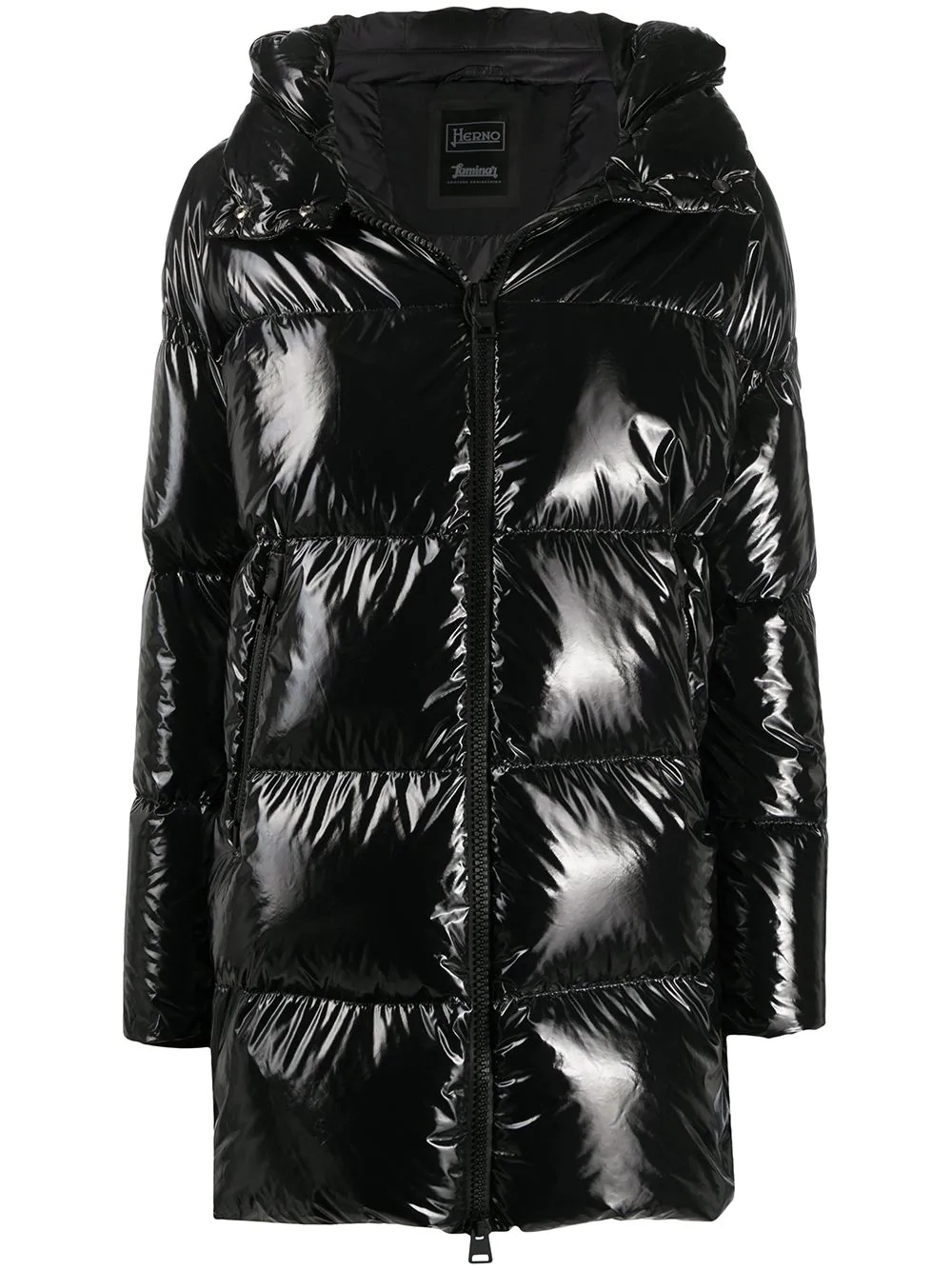 high-shine hooded puffer jacket - 1