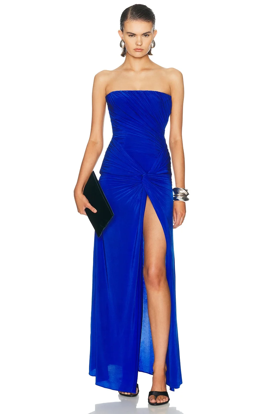 Strapless Ruched Twist Gown - 1