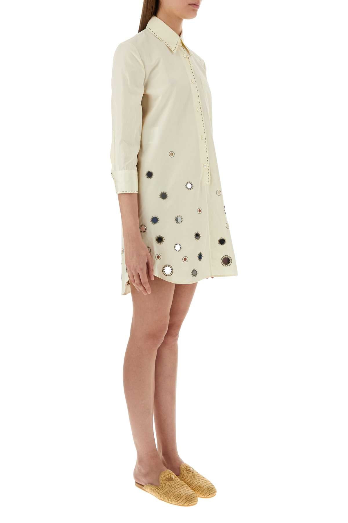 Prada Women Sand Cotton Shirt Dress - 3