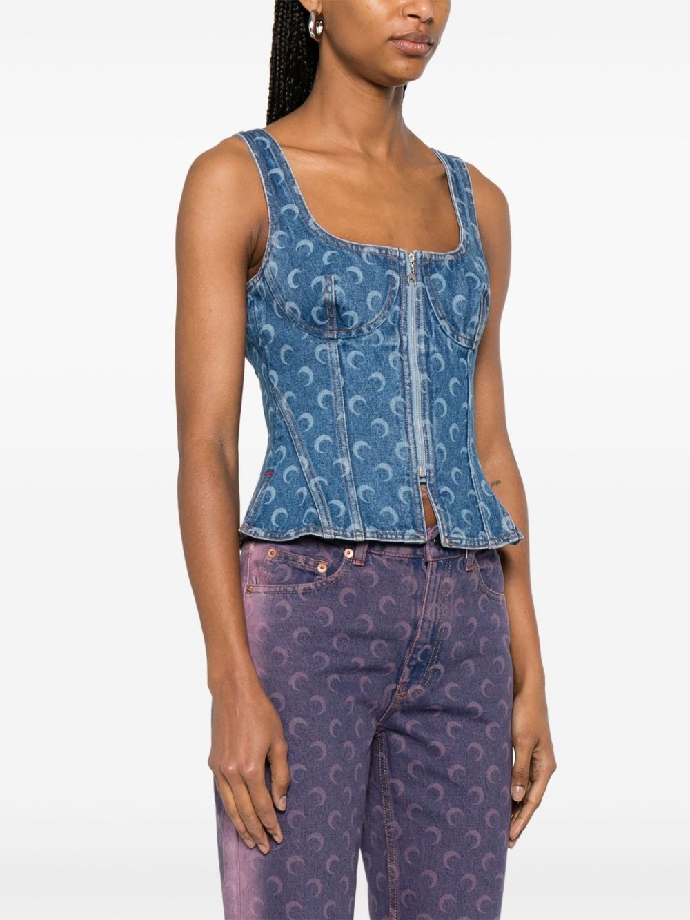 Moon laser denim bustier top - 3