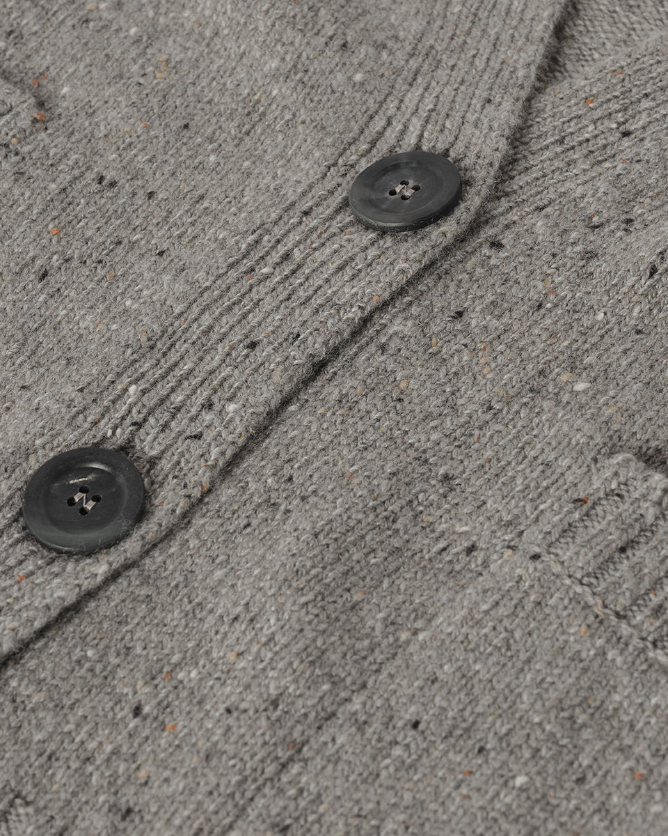 Donegal Cashmere Grey V Neck Cardigan - 6