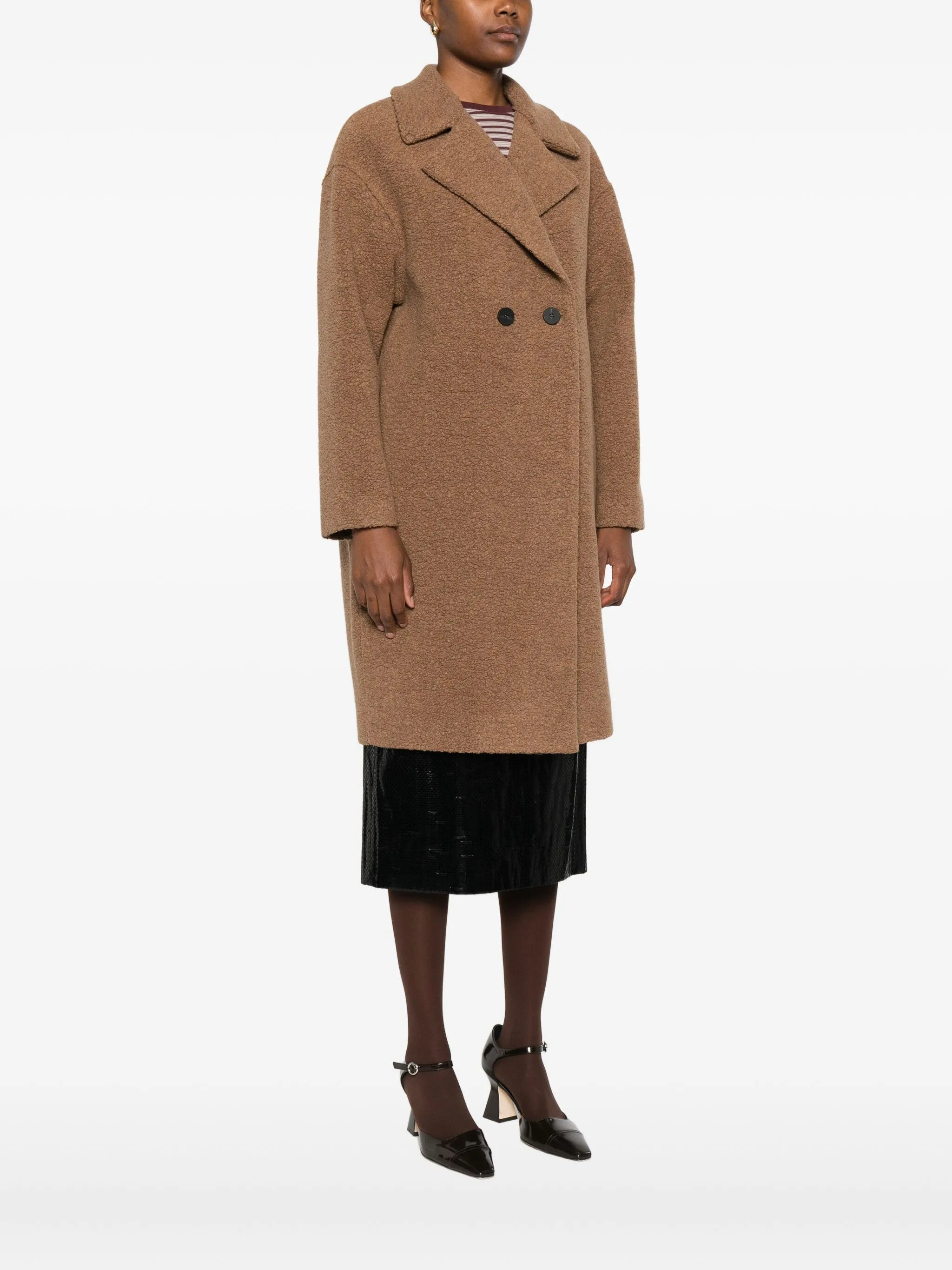 Harris Wharf London Bouclé Double-breasted Coat - 5