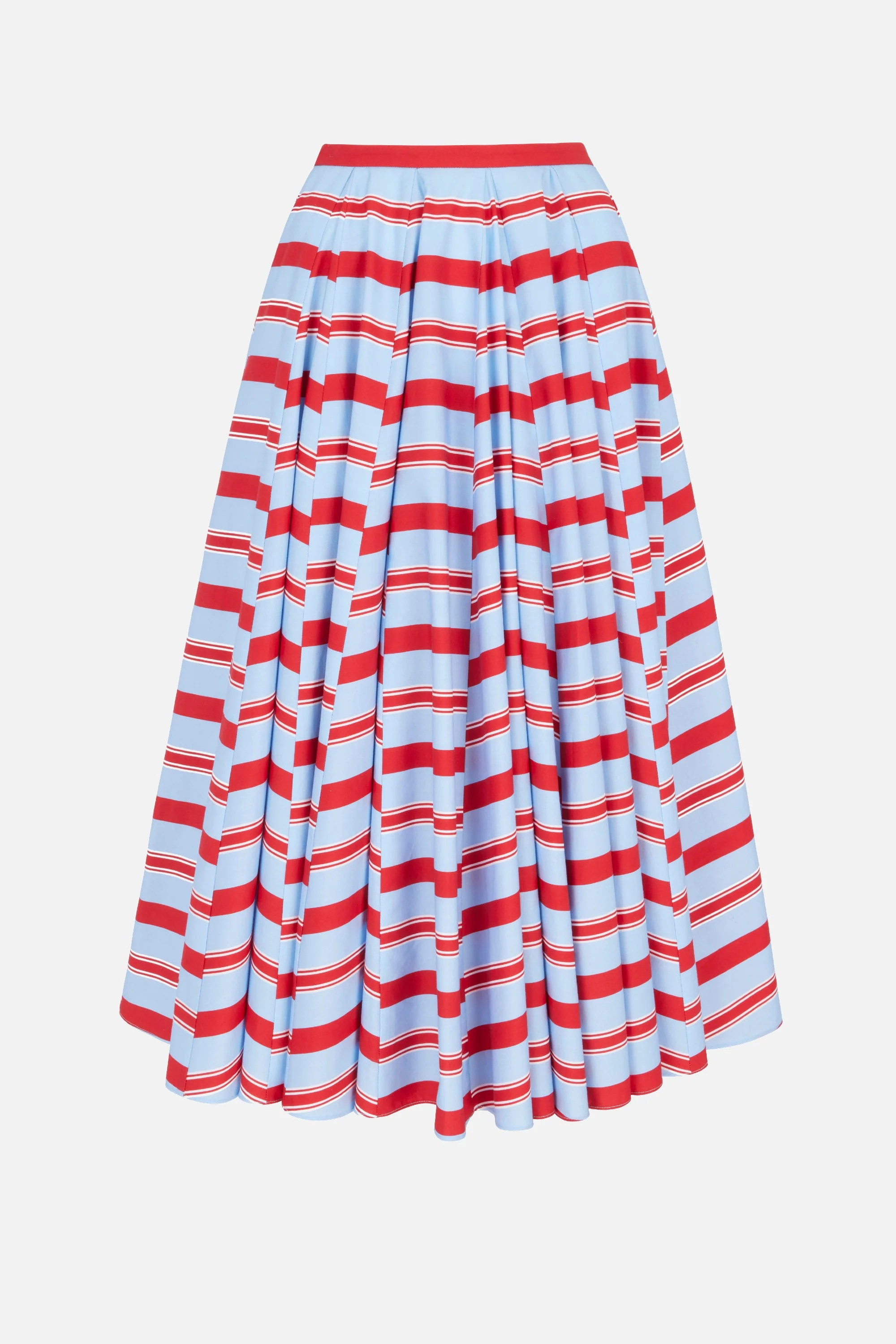 Rhea Skirt in Blue & Red Striped Cotton Popclan - 1