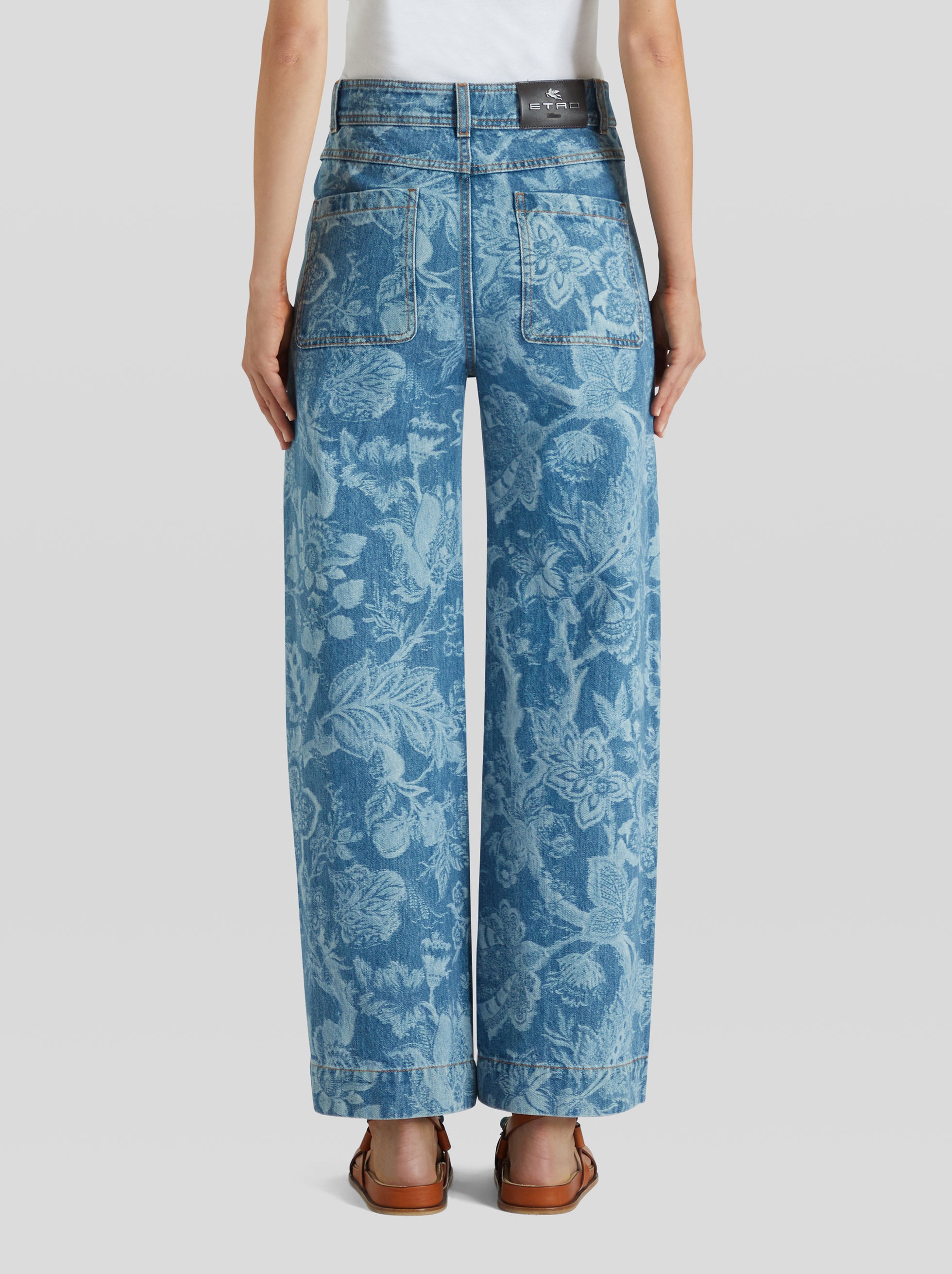 FLORAL PRINT DENIM JEANS - 4