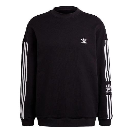 adidas originals Contrasting Colors Stripe Round Neck Pullover Black H41315 - 1