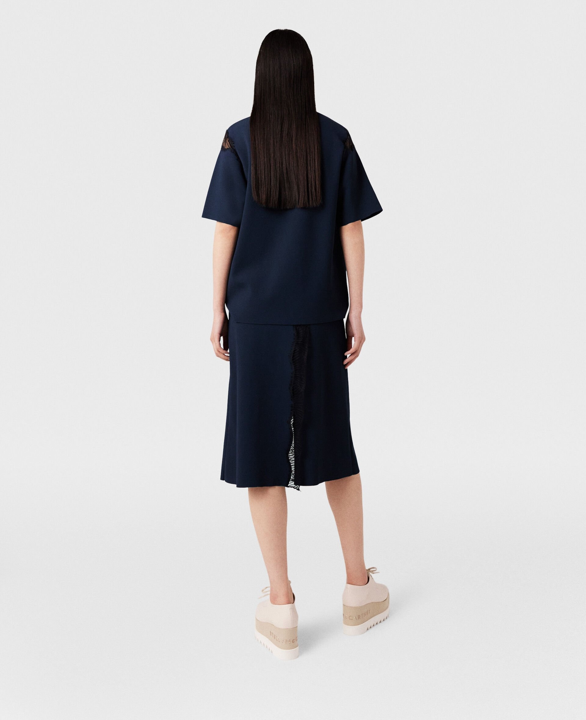 Lace Insert Mid-Rise Midi Skirt - 5