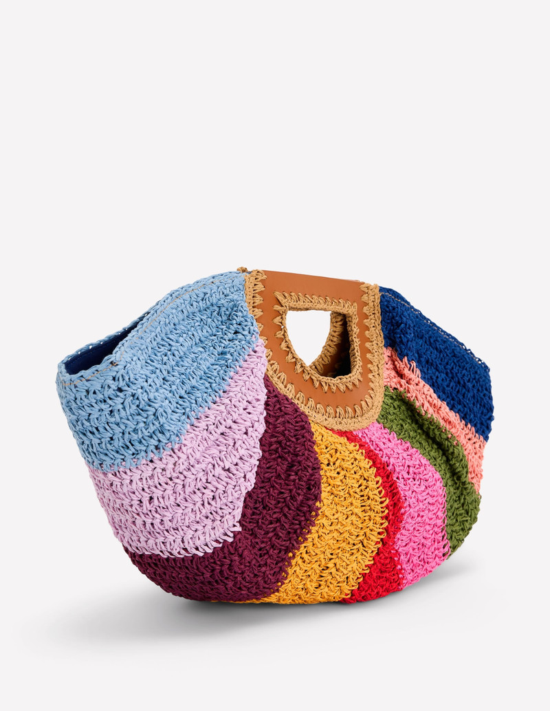 Raffia Moon Clutch-Multi Stripe 3