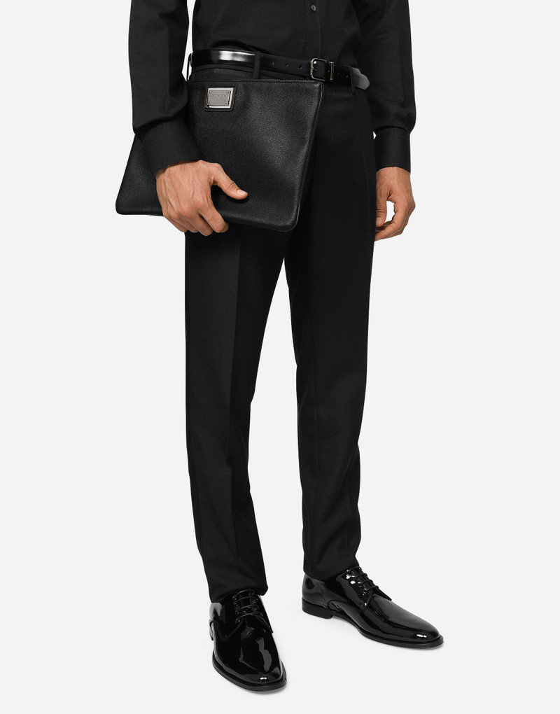 Dolce & Gabbana Medium-sized grainy calfskin and nylon pouch outlook