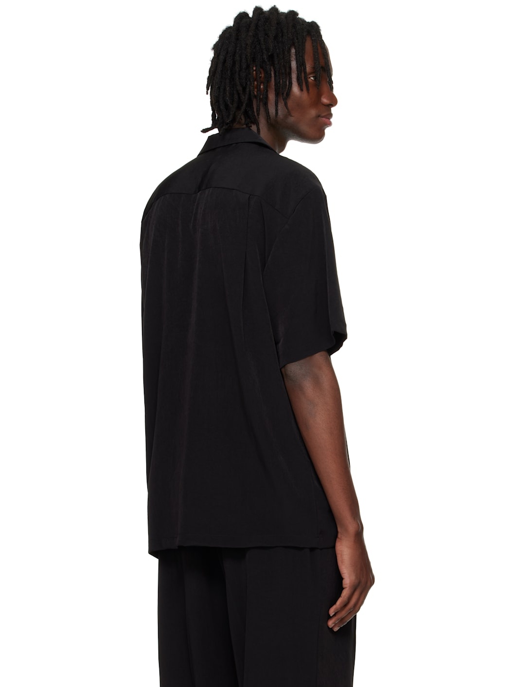 Black Open Collar S/S Shirt - 3