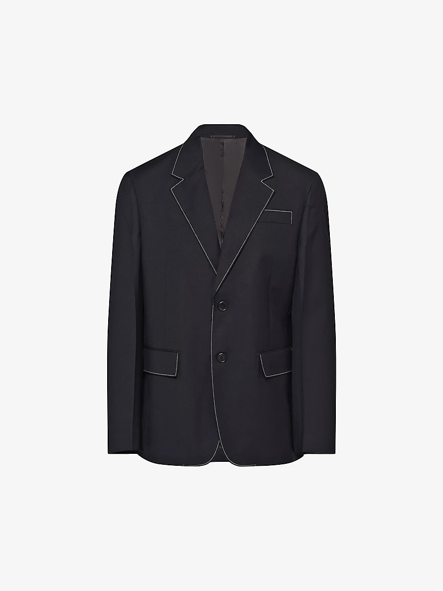 Single-breasted contrast-trim wool jacket - 1