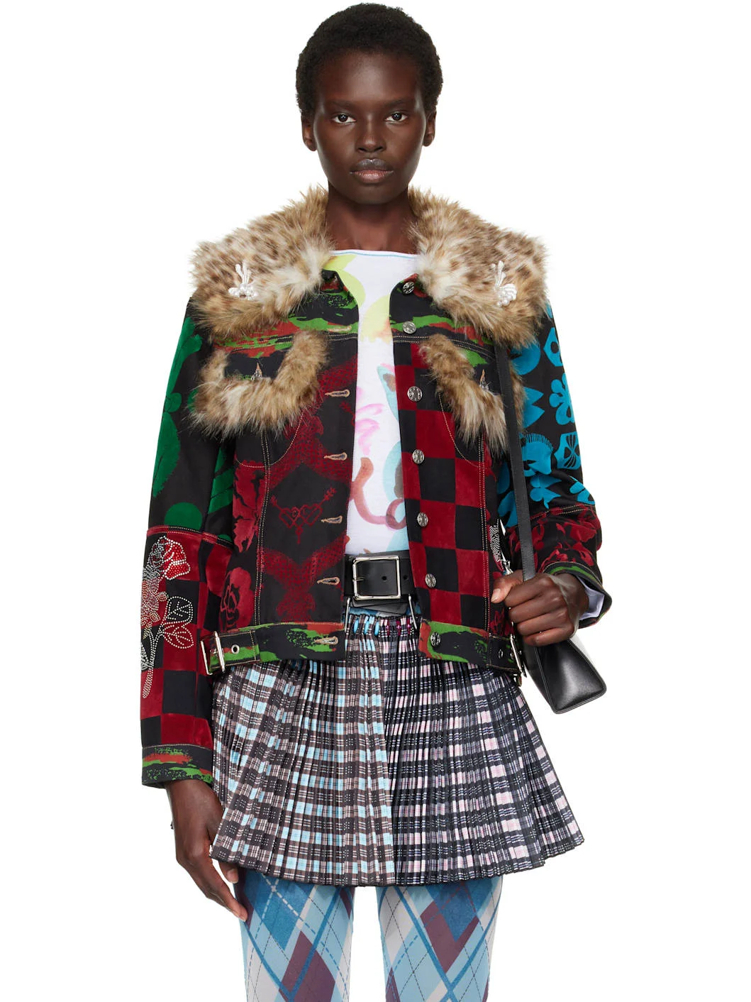 Multicolor Patchwork Denim Jacket - 1