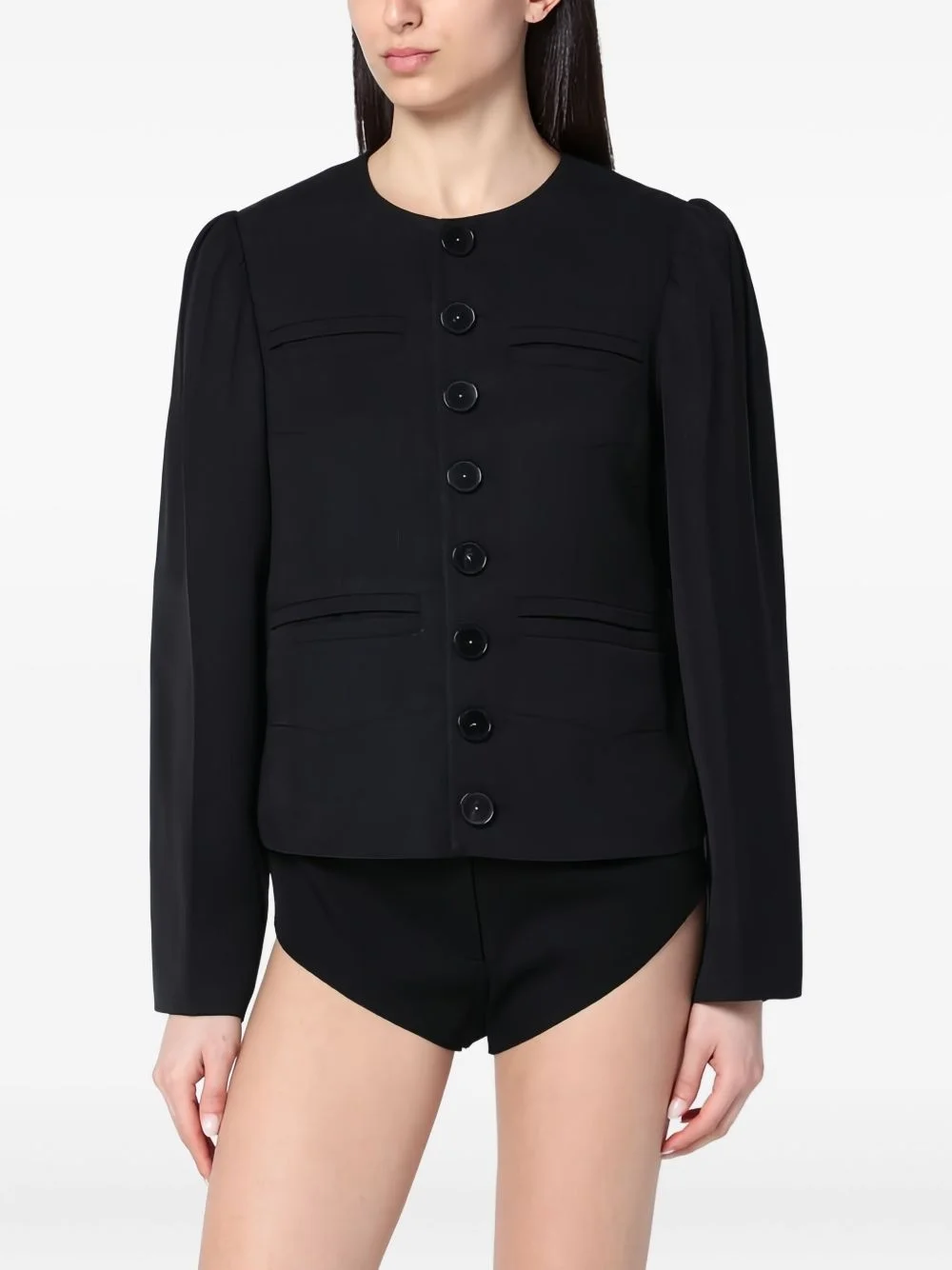 collarless jacket - 1