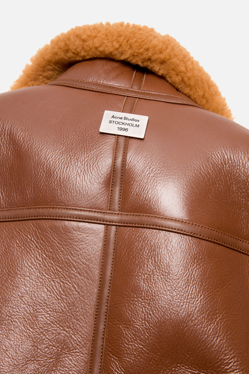 Shearling biker jacket - Rust brown 5