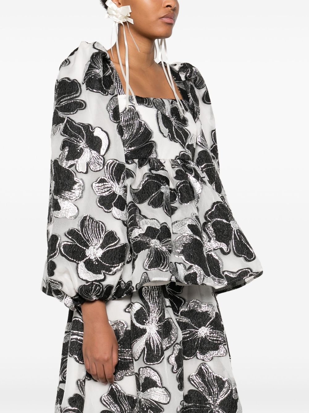 Anemone-jacquard square-neck top - 3