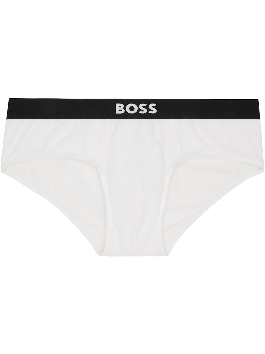 Three-Pack White & Black Logo-Waistband Briefs - 4