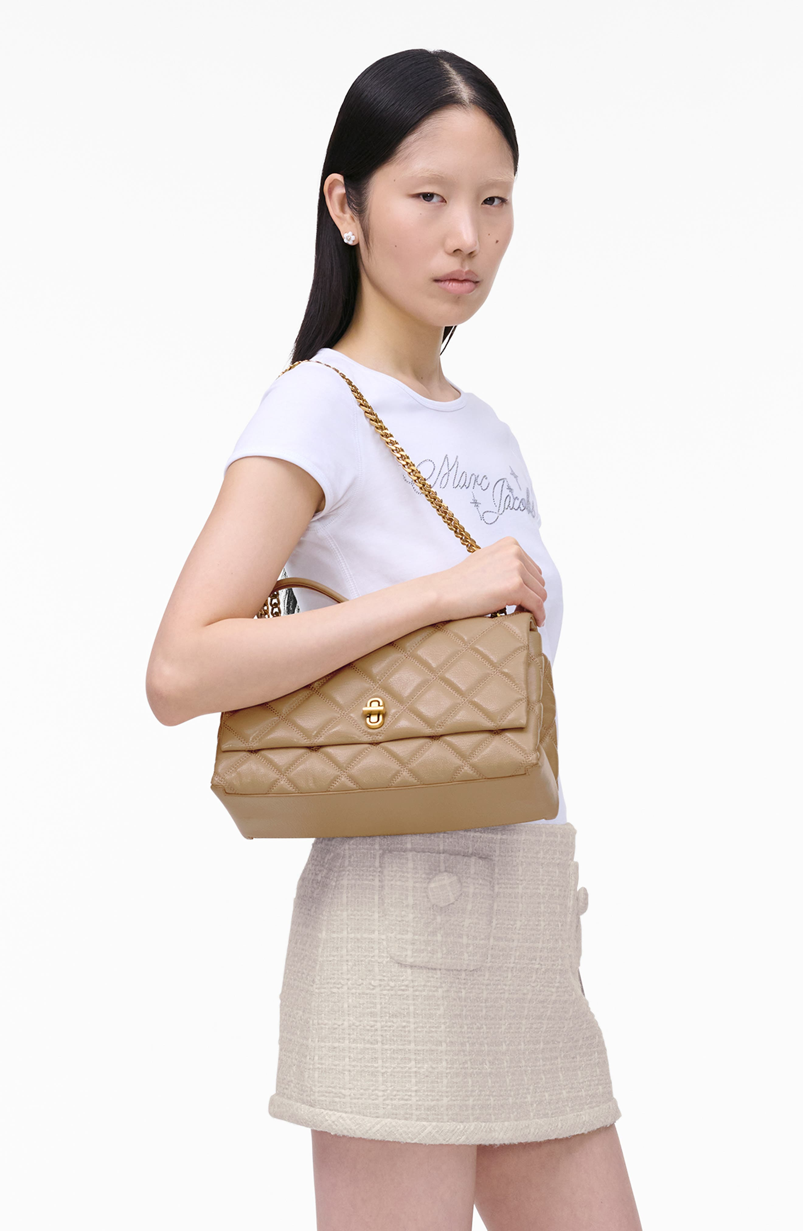 Marc Jacobs The Dual Chain Diamond Quilted Convertible Leather Shoulder Bag in Camel at Nordstrom - 4