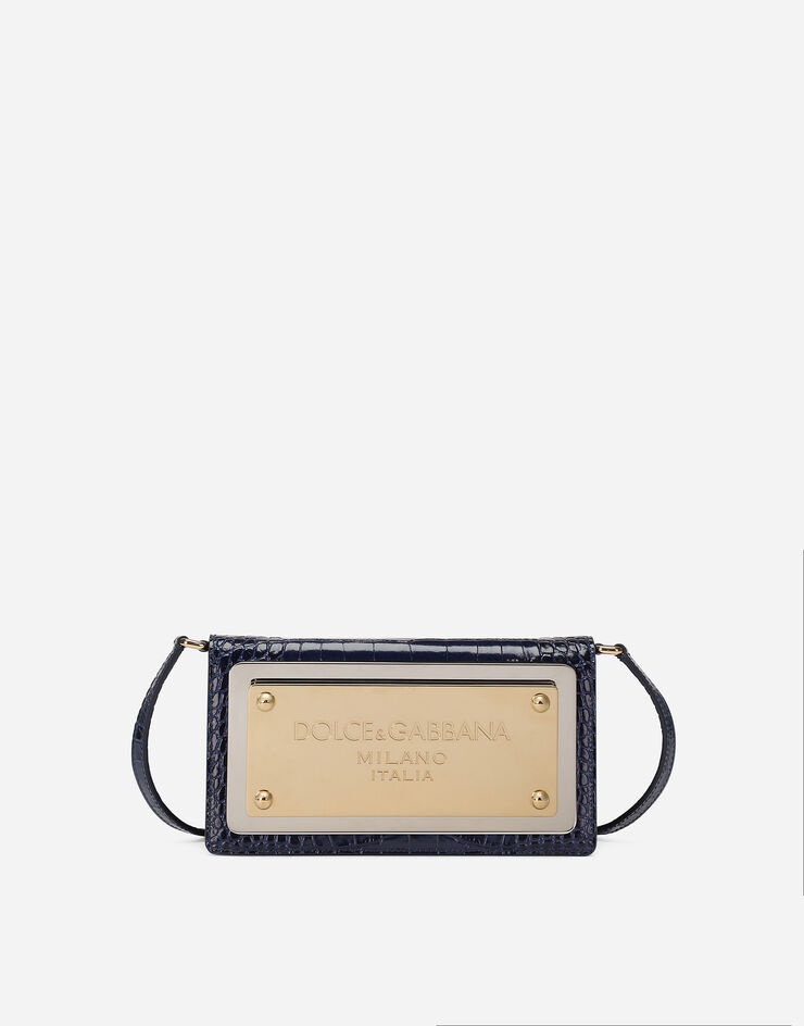 Crocodile-print calfskin cell phone bag - 1