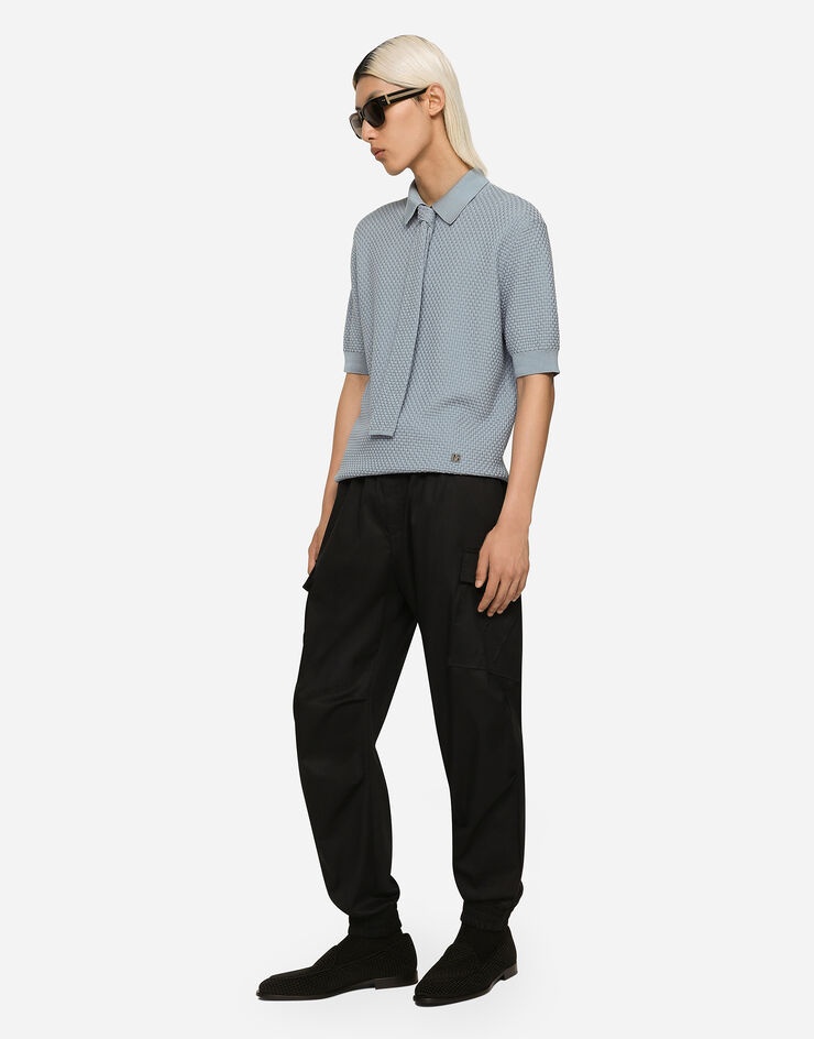 Stretch cotton polo-shirt with DG hardware - 3