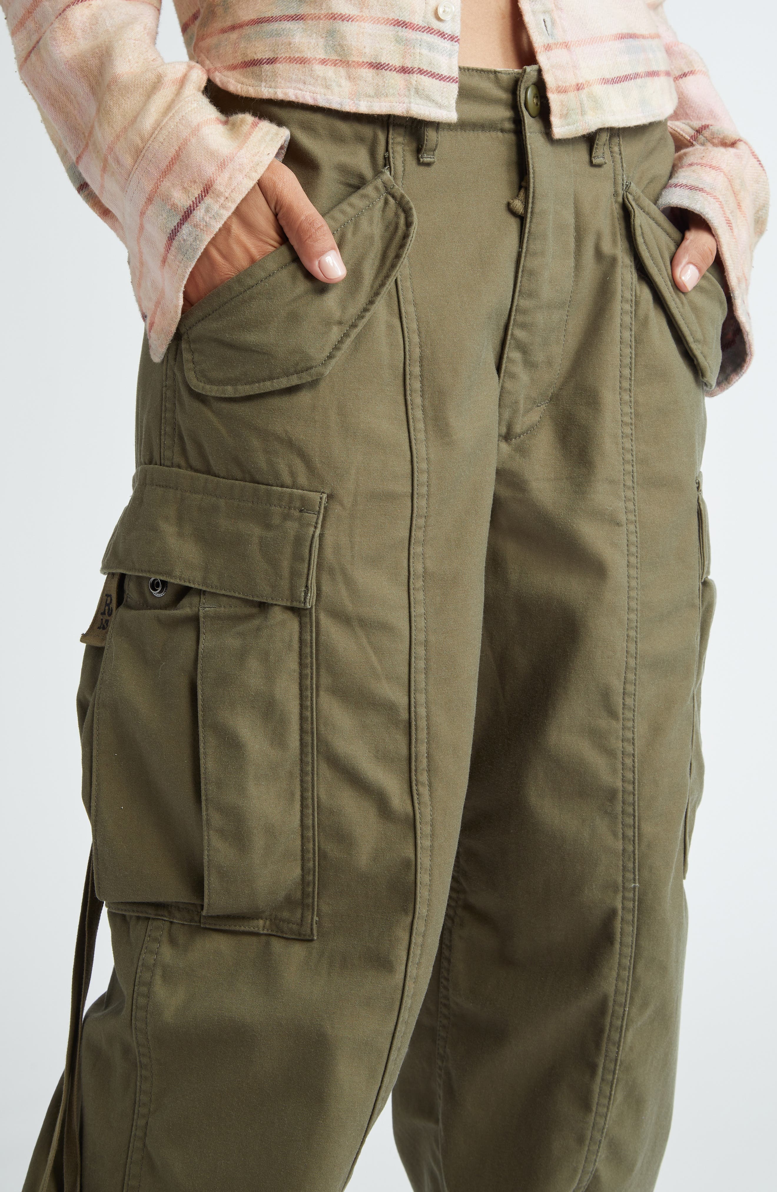 R13 Cotton Twill Parachute Cargo Pants in Vintage Olive Drab at Nordstrom - 5