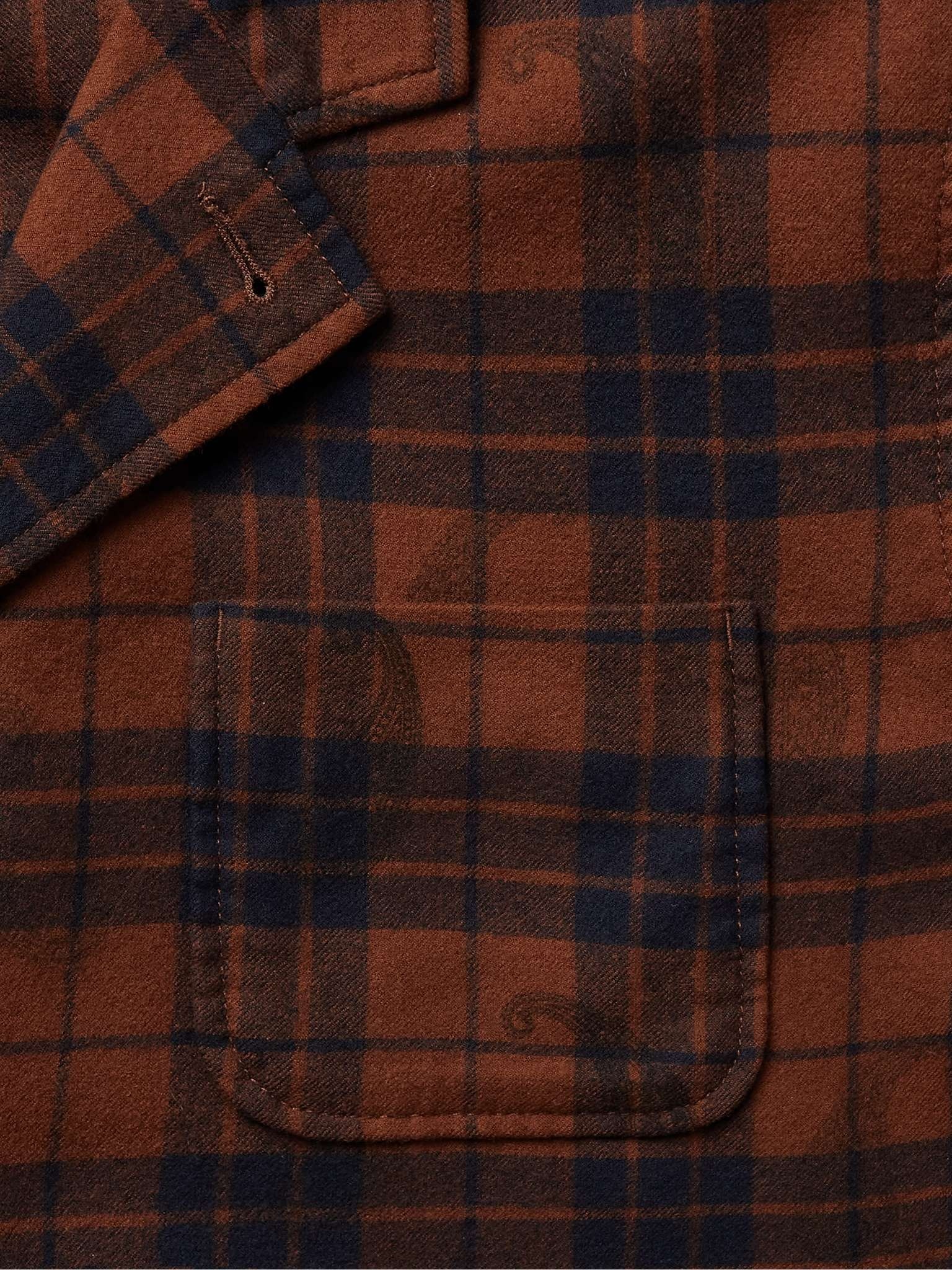 Unstructured Checked Wool-Blend Flannel Blazer - 6