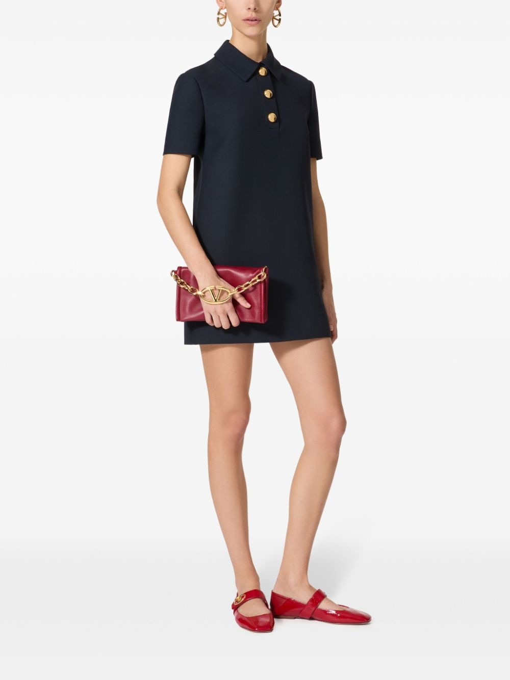 short-sleeve polo-collar minidress - 2