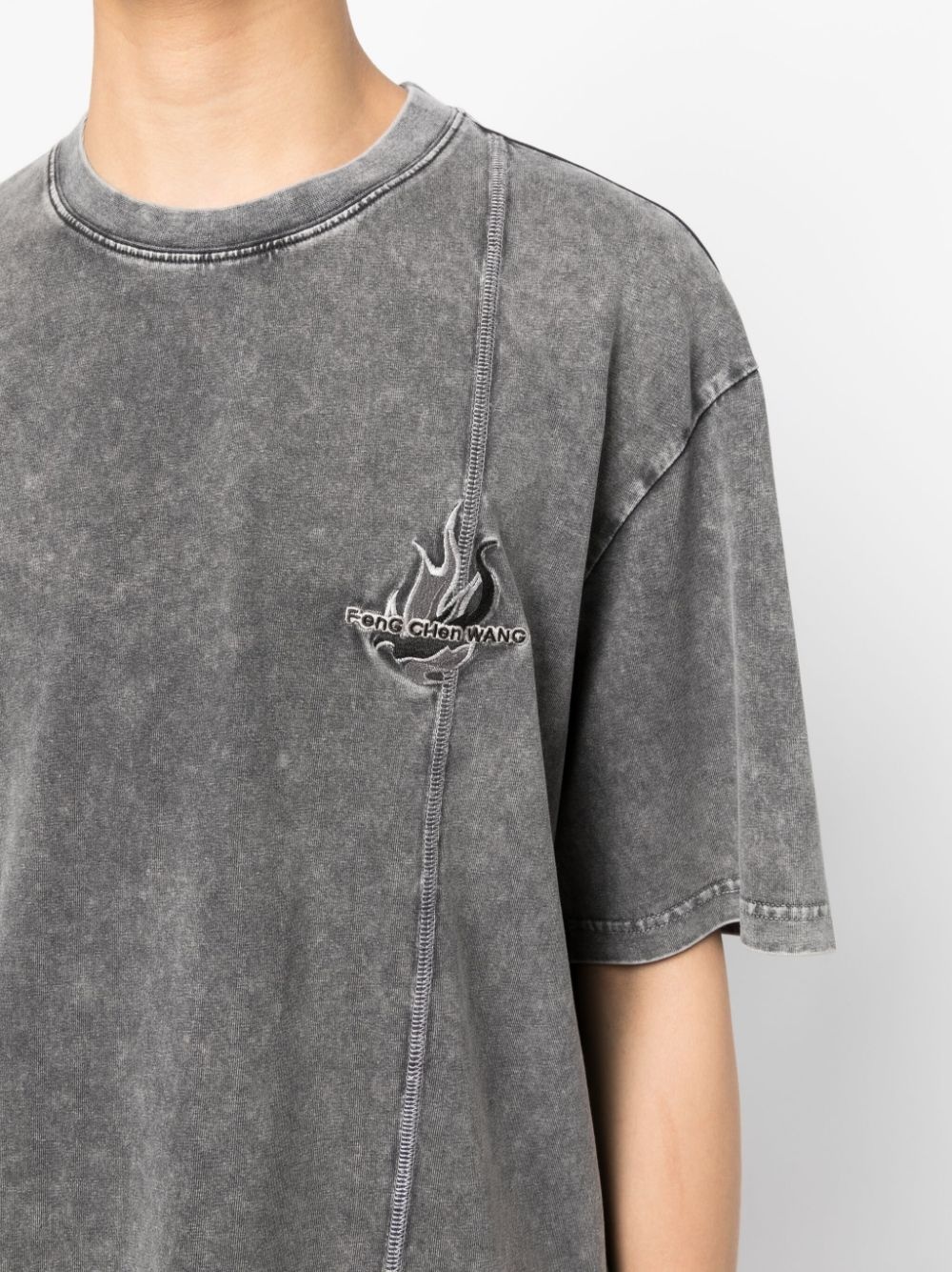 logo-embroidered cotton T-shirt - 5