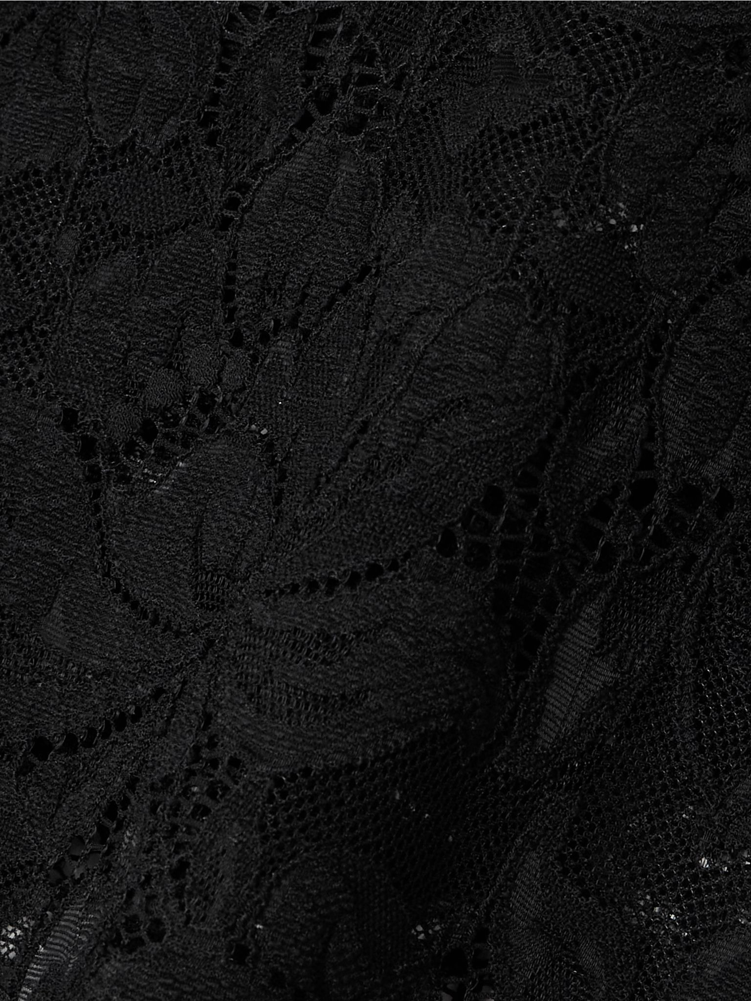 Cropped scalloped stretch-lace top Black - 4