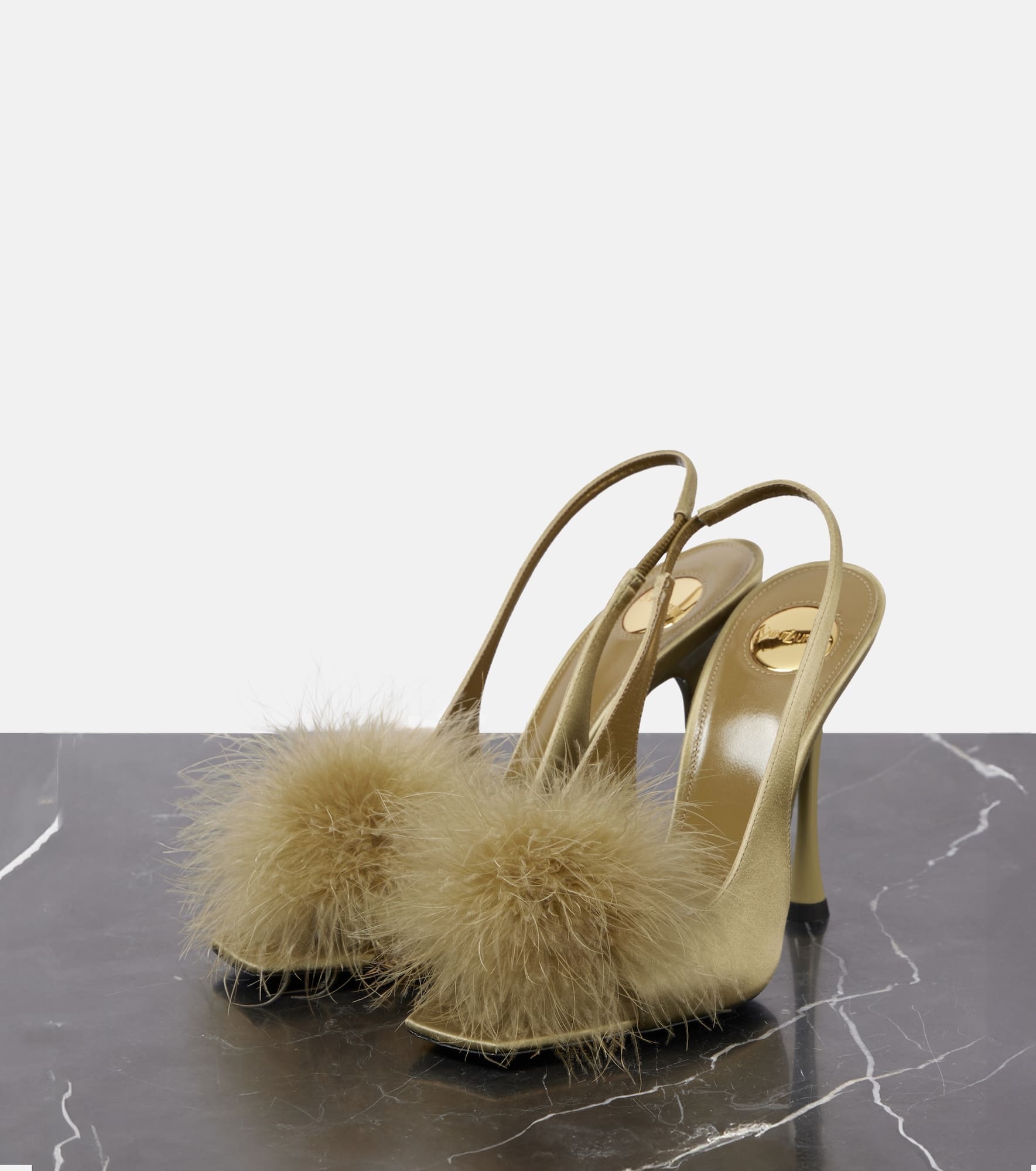 Paradis 110 feather-trimmed satin sandals - 4