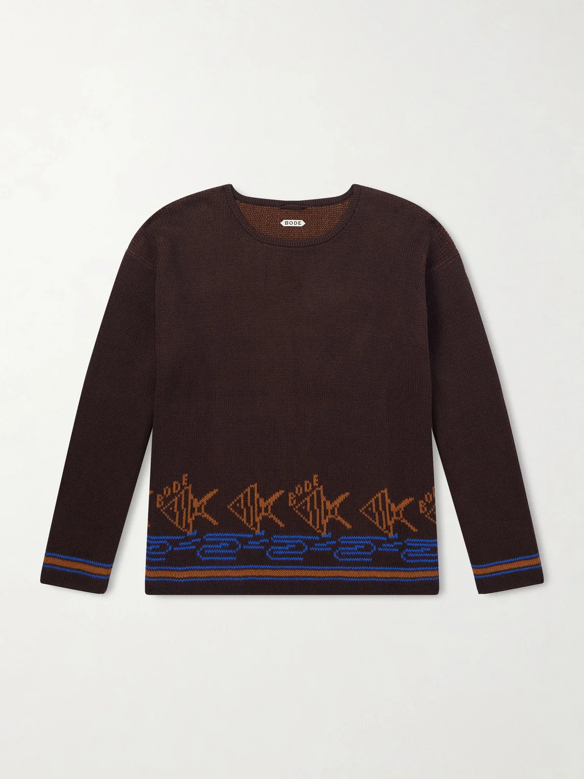Fish School Intarsia-Knit Cotton Sweater - 1