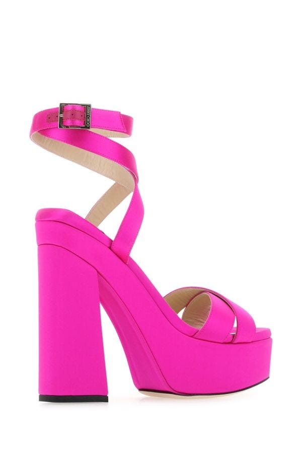 Fuchsia satin Gaia sandals - 3