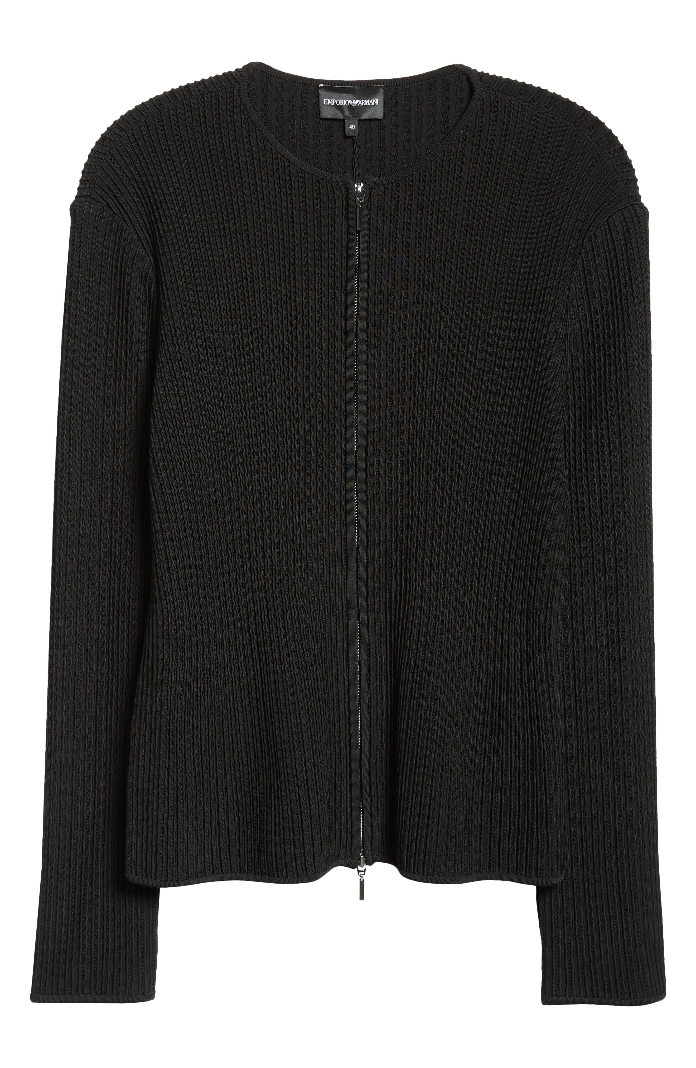Emporio Armani Ottoman Rib Zip-Up Jacket in Black at Nordstrom - 6