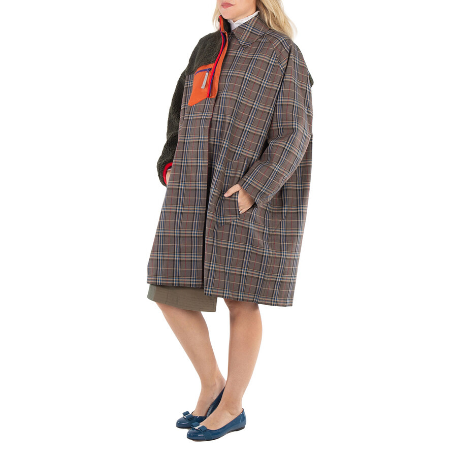 Kolor Ladies Glen Plaid Panelled Single-Breasted Coat - 5