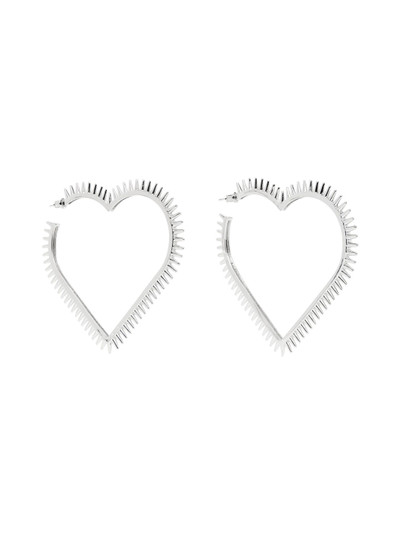 We11done Silver Large Spike Heart Earrings outlook