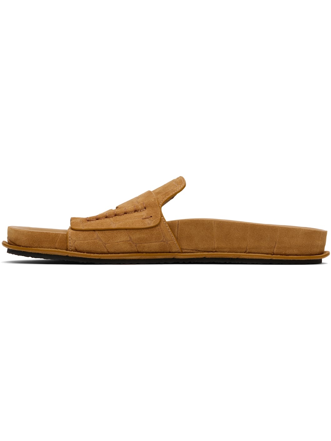 Tan Suede Loafer Sandals - 3