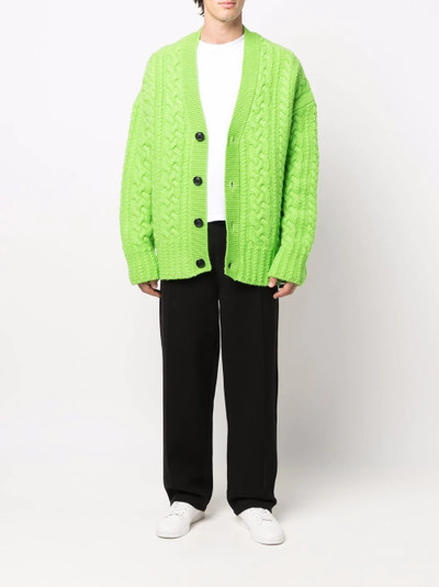 AMI Paris drop-shoulder cable-knit cardigan outlook