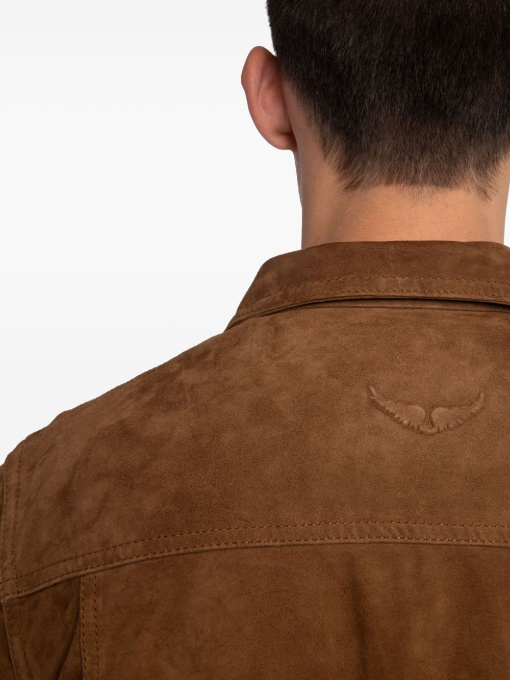 button-fastening suede jacket - 5