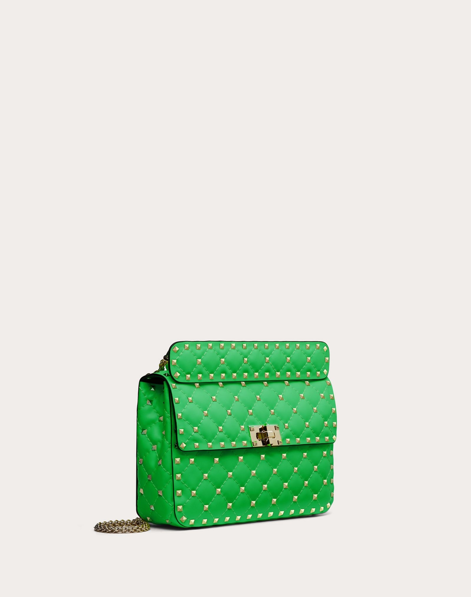 Medium Rockstud Spike fluo calfskin leather bag - 2