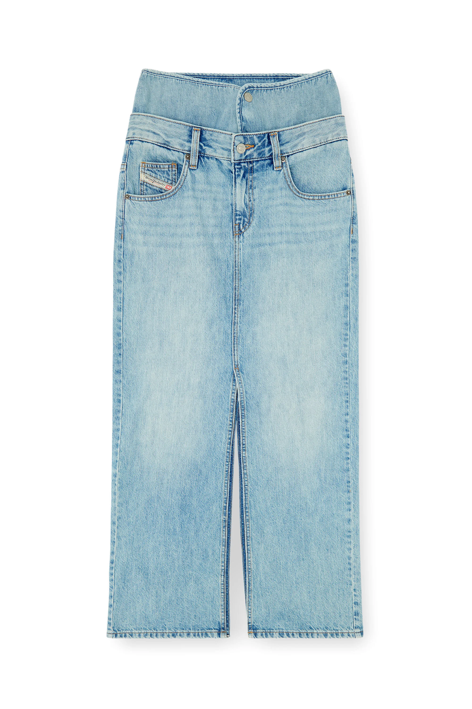 JEAN-ILLUSION DENIM MAXI SKIRT WITH SLITS - 1