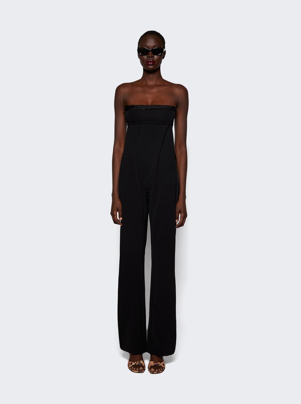 Illusion Draped Bustier Jumpsuit Black - 3