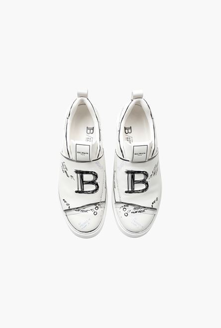 Smooth white leather B-Court sneakers with embossed black Balmain monogram - 4