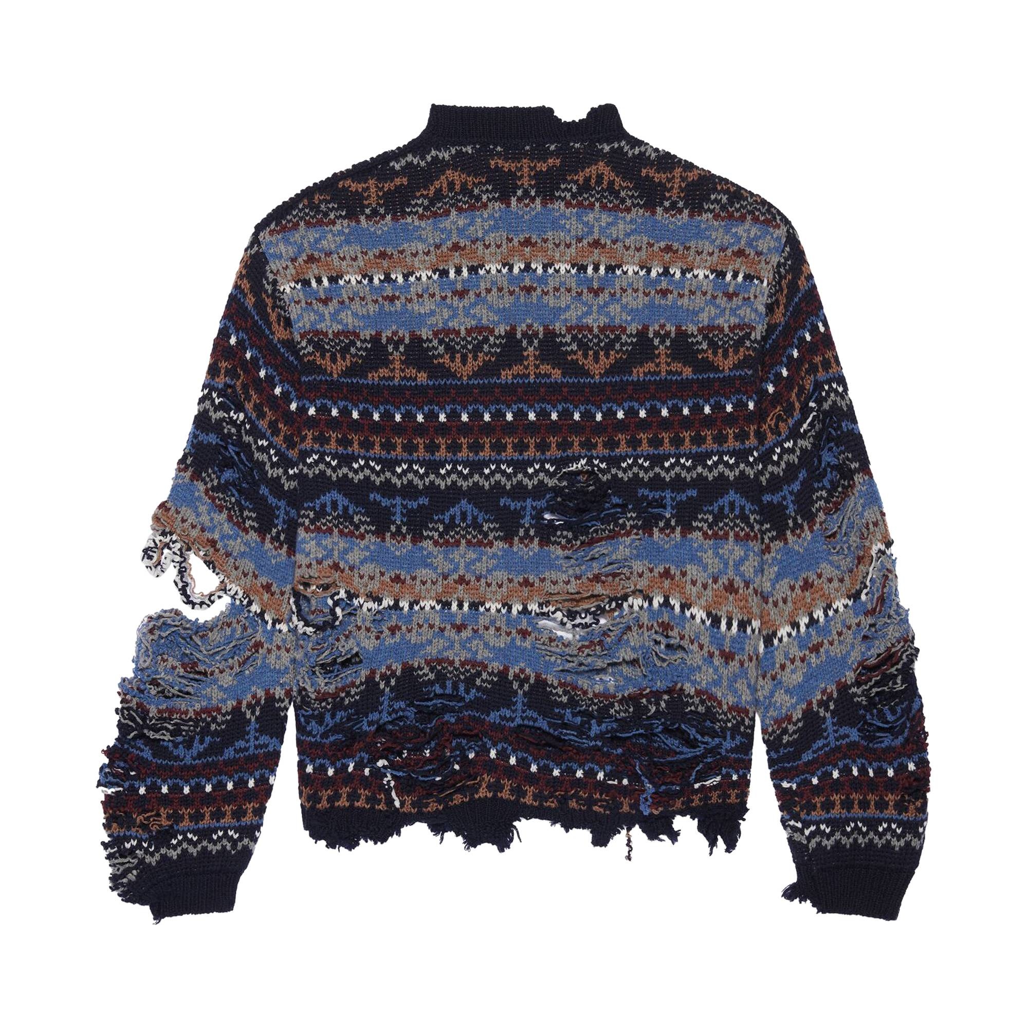 Balenciaga Ripped Sweater 'Navy/Multicolor' - 2