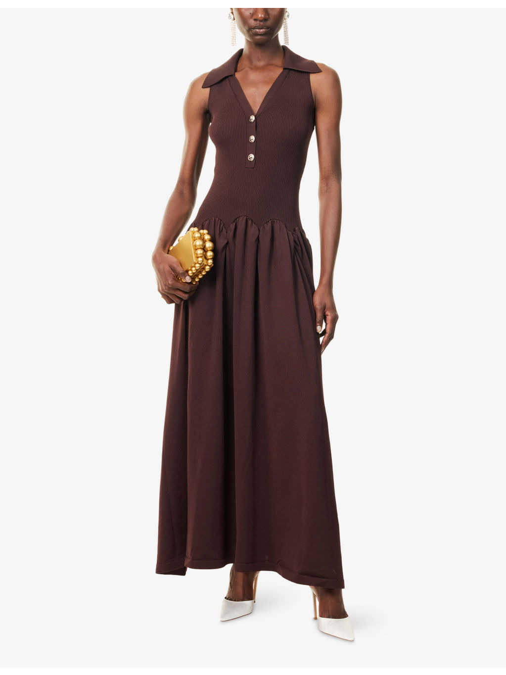 Ribbed Sleeveless Knitted Midi Dress - 2