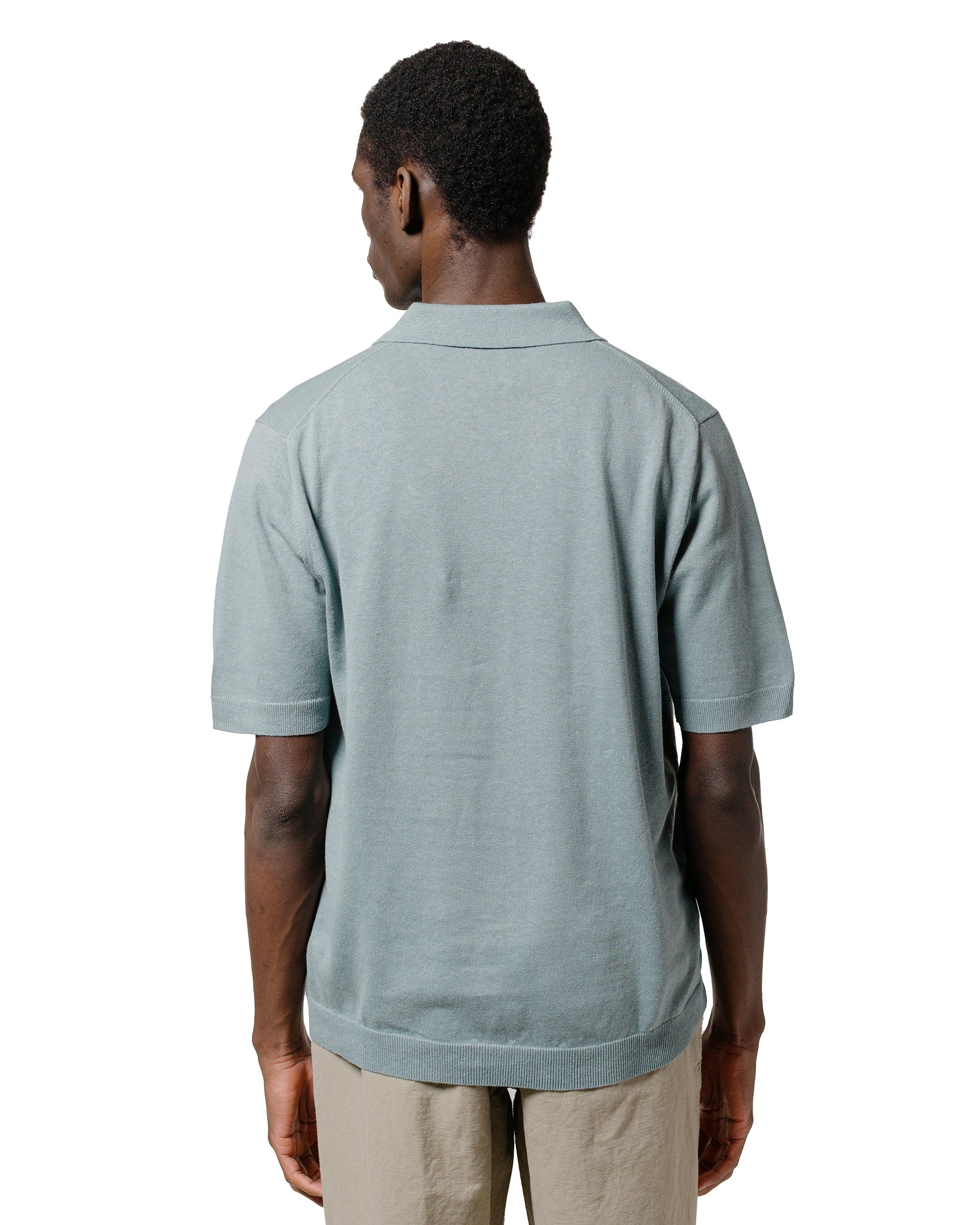 Leif Cotton Linen Polo Greyish Blue - 3