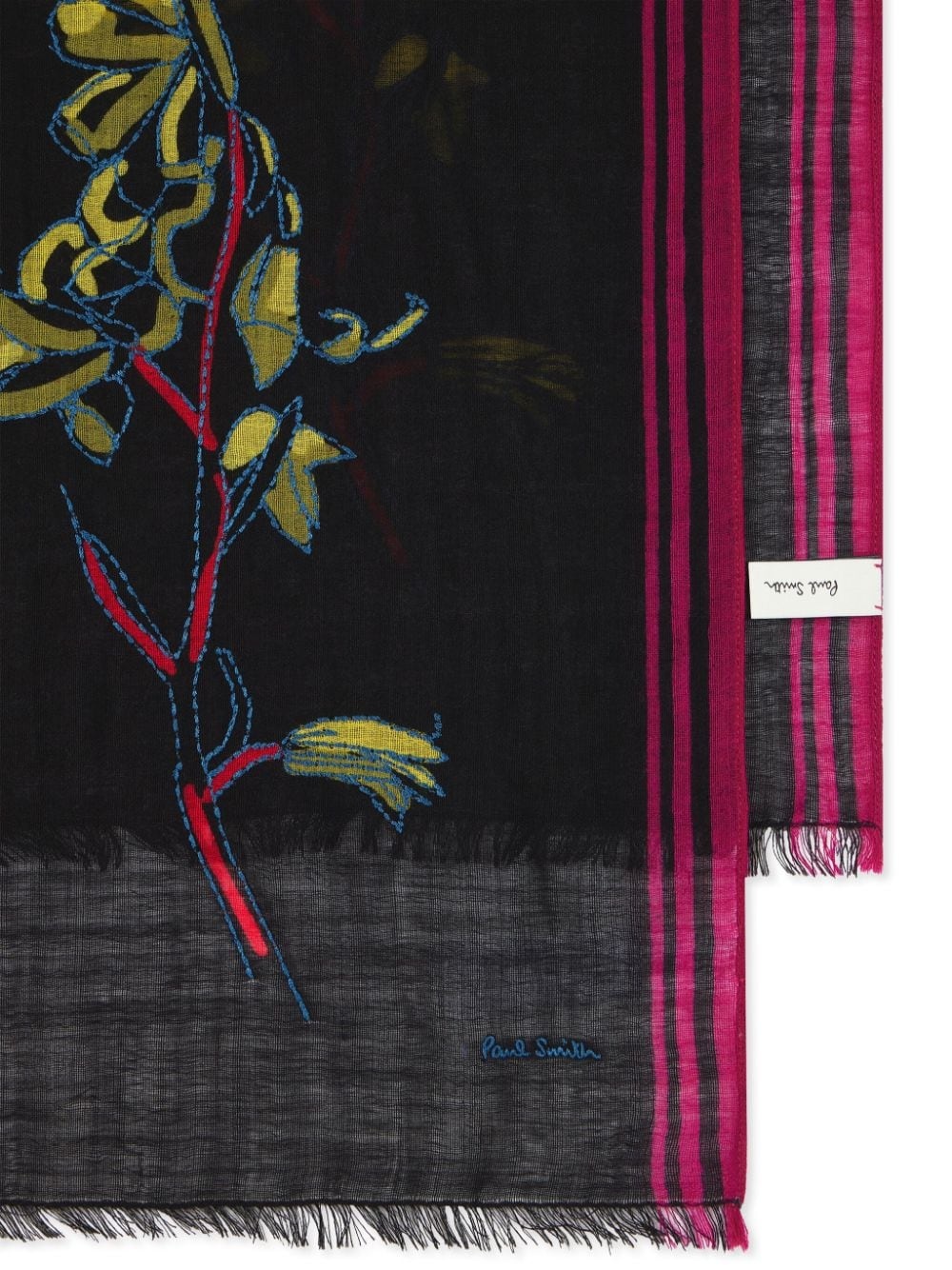 floral-embroidered wool scarf - 2