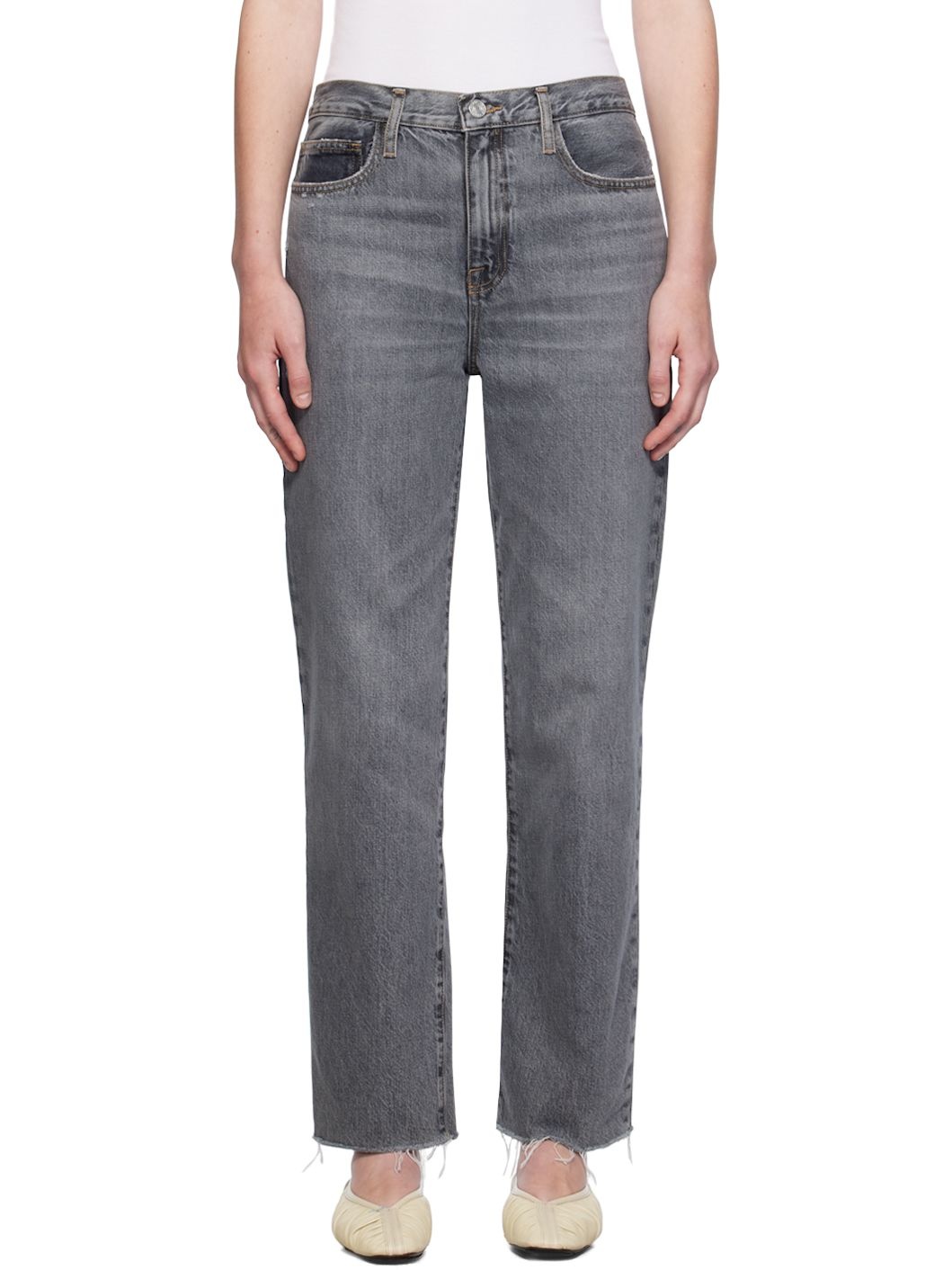 Gray 'Le Jane Ankle Raw Fray' Jeans - 1